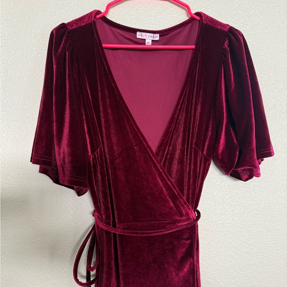 Baltic Born Velvet Maxi Dress in Rich Burgundy